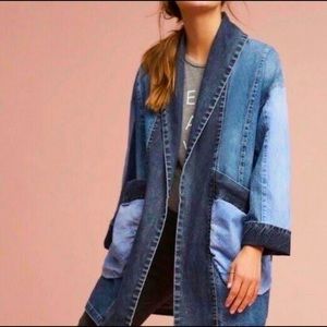 Pilcro & The Letterpress Anthropologie Women’s Patched Denim Jacket- M
